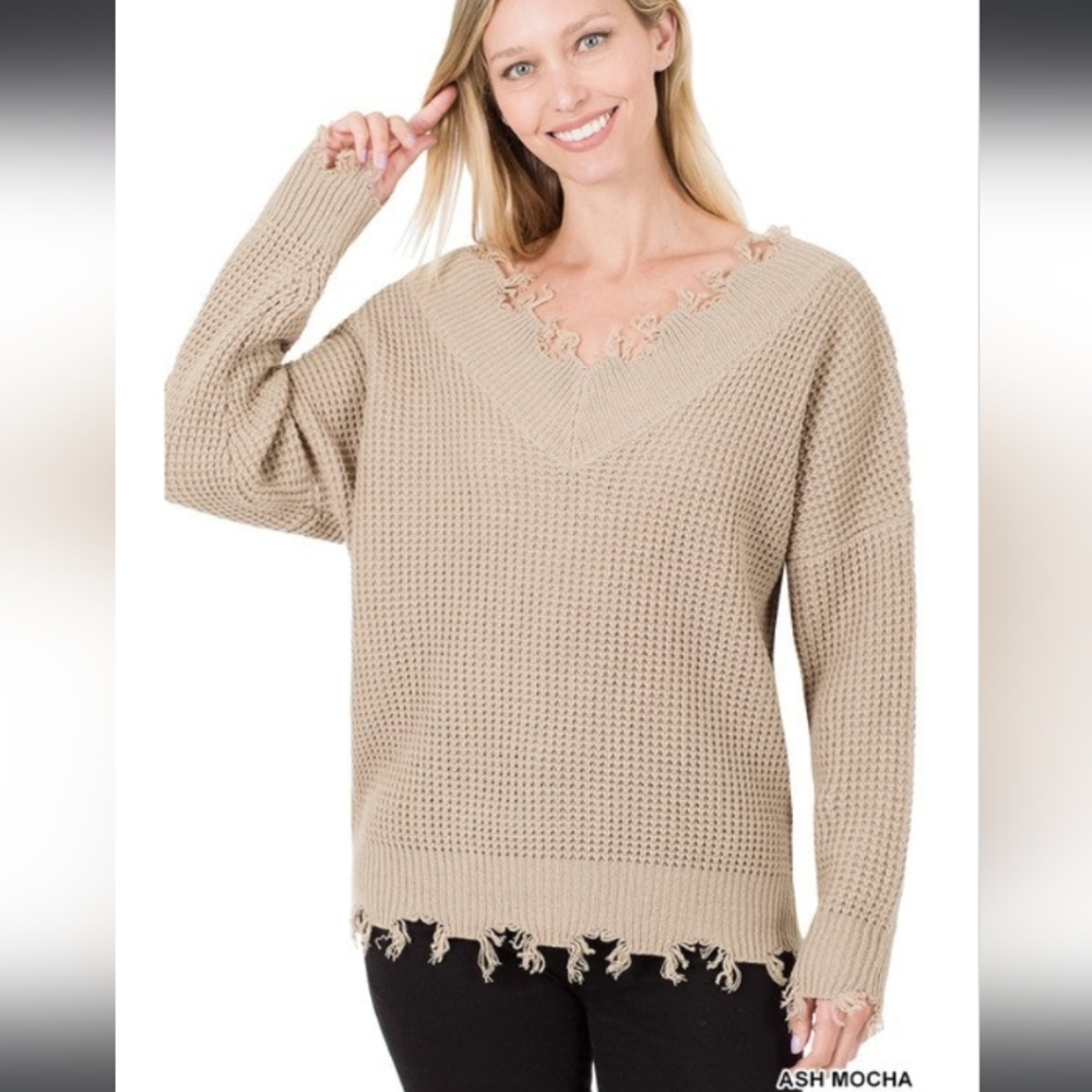 Zenana Distressed Sweater